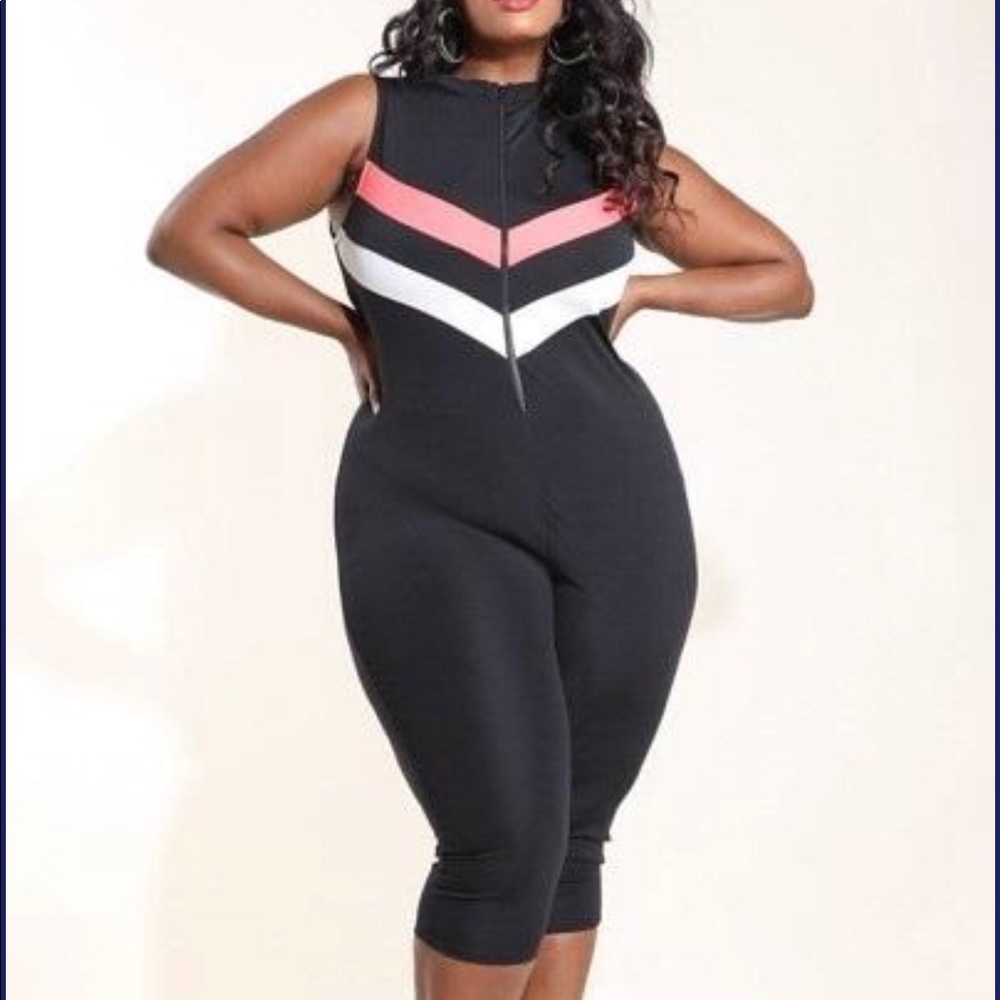 Sporty Black Sleeveless Jumpsuit Plus